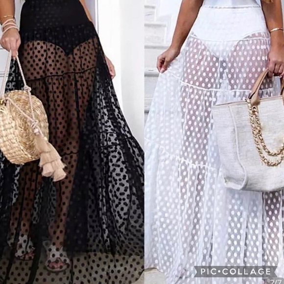 Ready for the Beach 🏖… Black Sheer Cover-Up Skirt - Picture 3 of 3